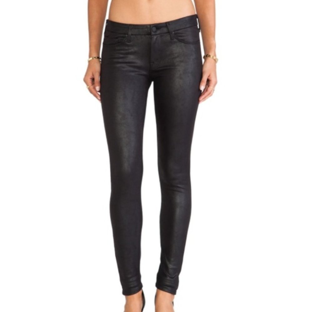 $238 Sz 25 Mother The Looker Faux Suede Look But Don't Touch Black Stretchy Jean